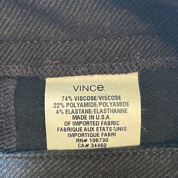 VINCE Skinny Pants Womens Size 4 Dark Brown Mid Rise Zip Ankle Stretch Casual - Picture 5 of 8